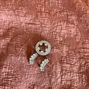 Elegant Silver Crystal Earrings and Brooche